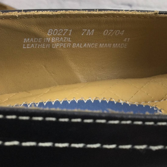 Indigo Women's Leather White Stitch Square Toe Buckle Slip On Wedge Loafer 7M - Picture 10 of 16